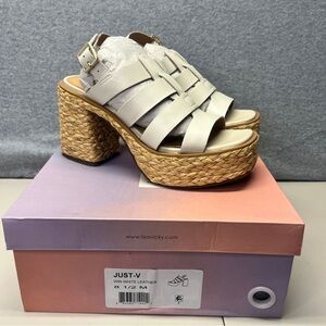 Nordstrom Lisa Vicky Platform Leather Sandals White New size 8.5 “JUST”